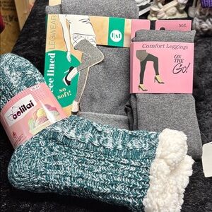 Teal and White Knit Socks